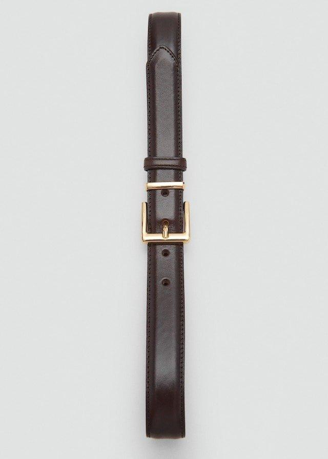 Brown Square Buckle Belt, Dark Brown, large image number 4
