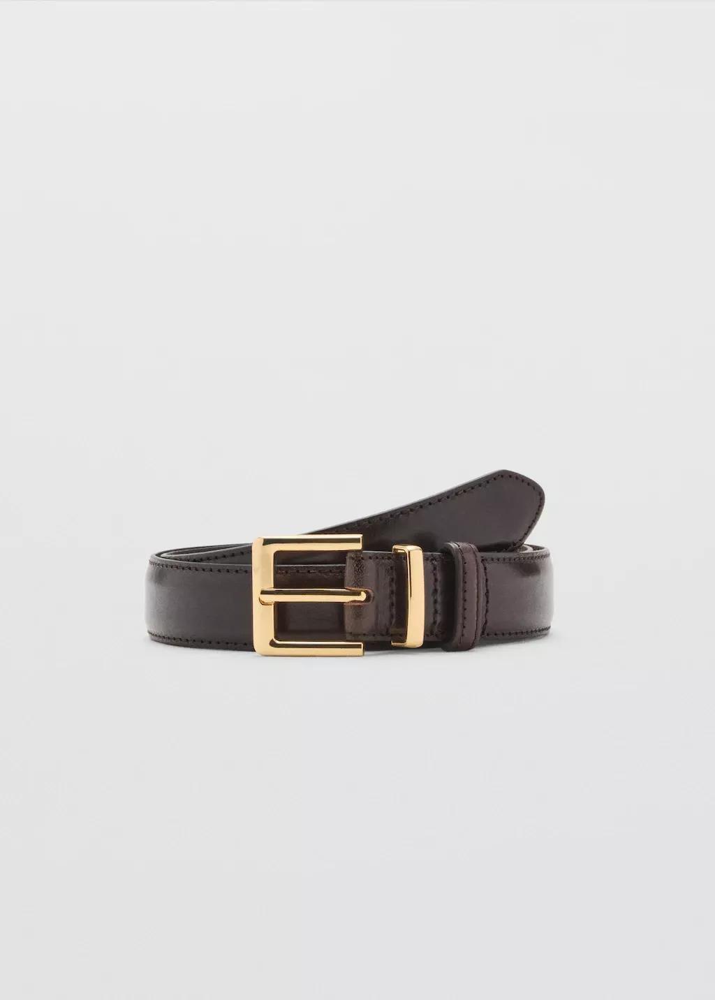 Brown Square Buckle Belt, Dark Brown, large image number 8