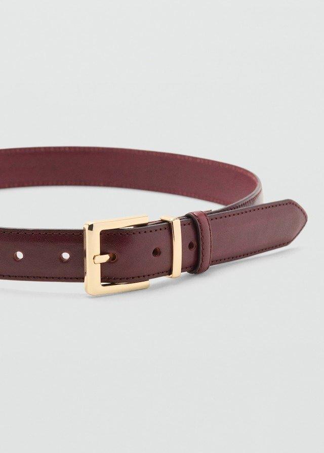 Burgundy Square Buckle Belt, , large image number 1