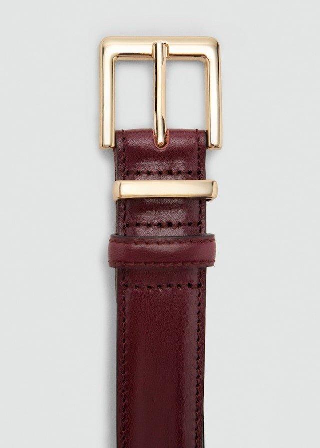 Burgundy Square Buckle Belt, , large image number 2