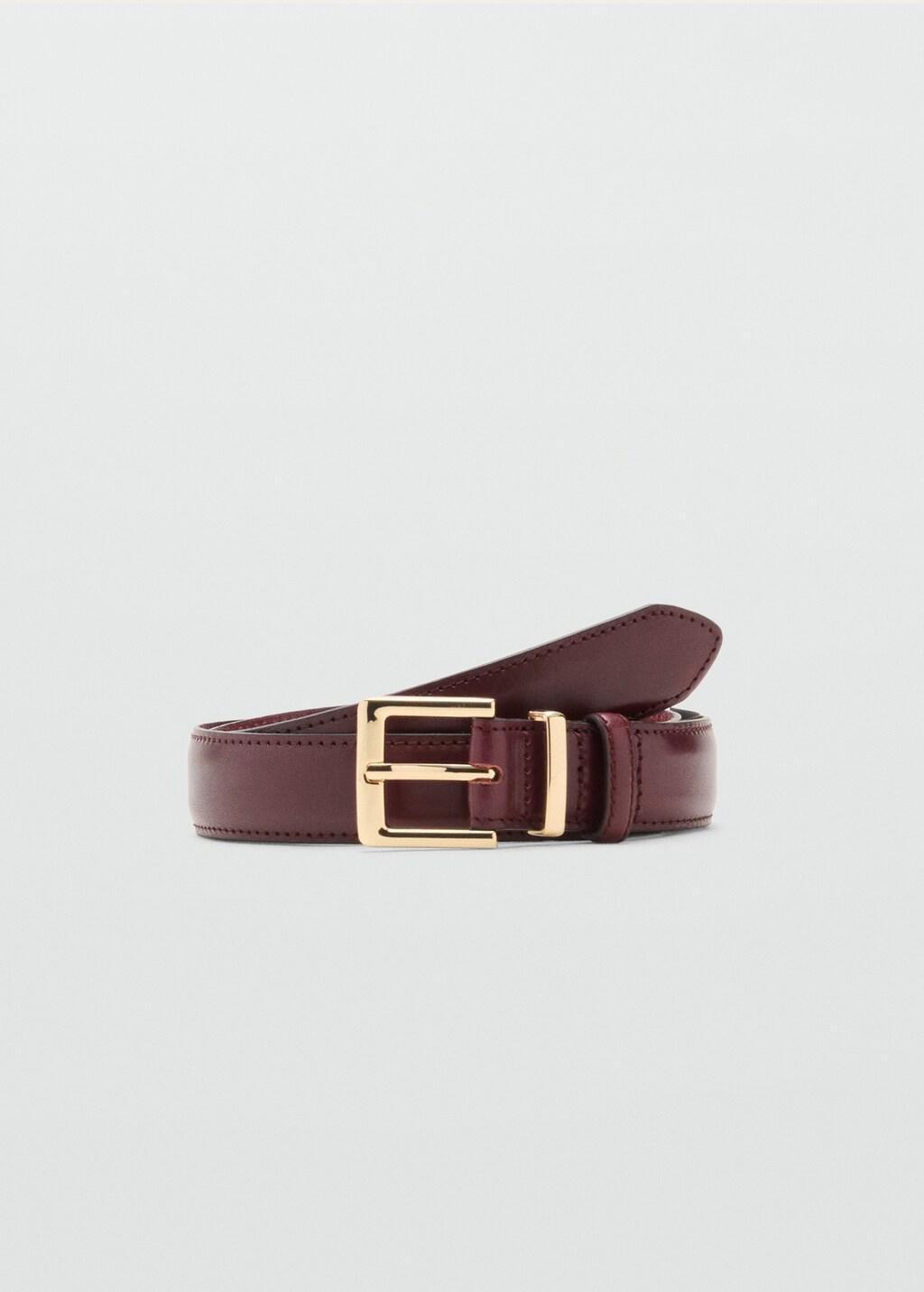 Burgundy Square Buckle Belt, , large image number 7