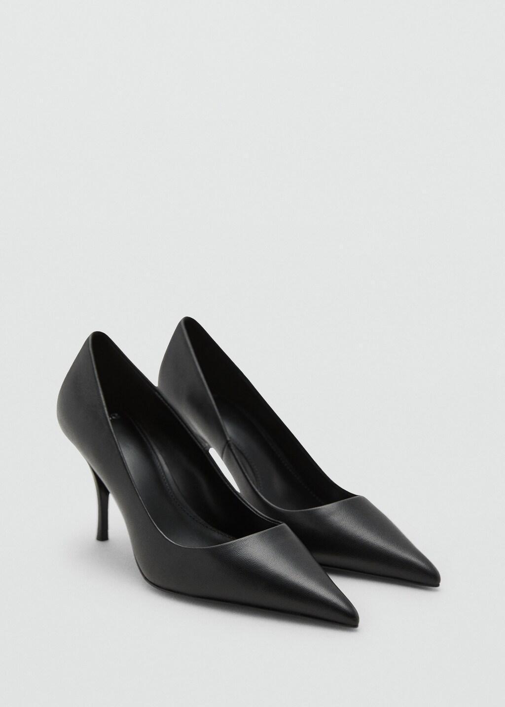 Black Heel Leather Shoes, Black, medium