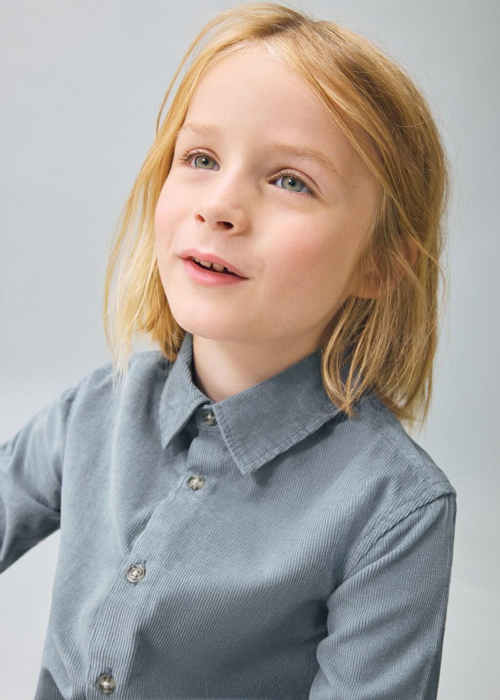 Blue Corduroy Cotton Shirt, Baby Boys, Turquoise - Aqua, large image number 2