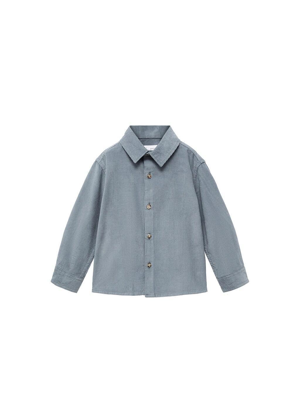 Blue Corduroy Cotton Shirt, Baby Boys, Turquoise - Aqua, large image number 4