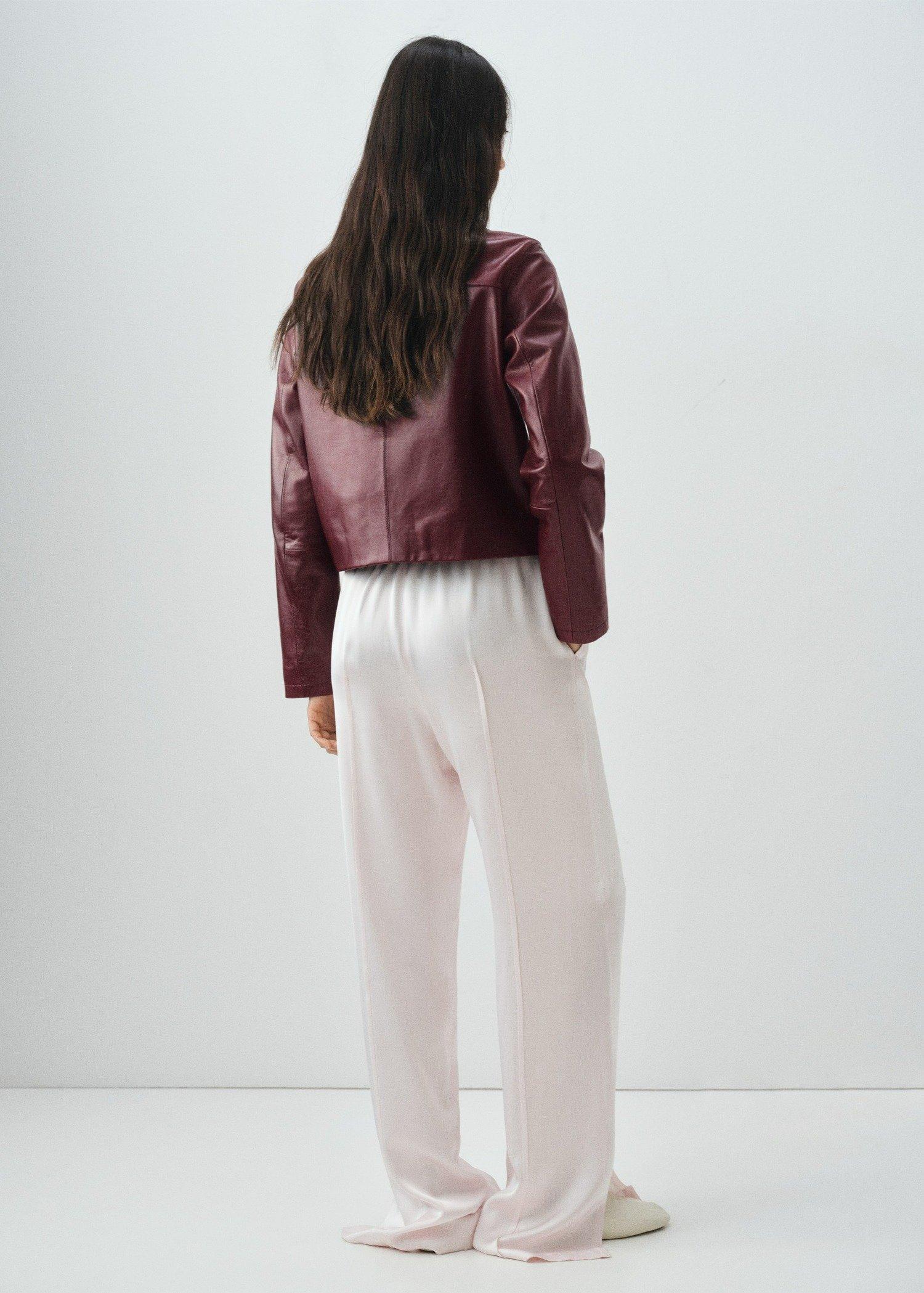Burgundy Leather Jacket With Buttons, , large image number 2