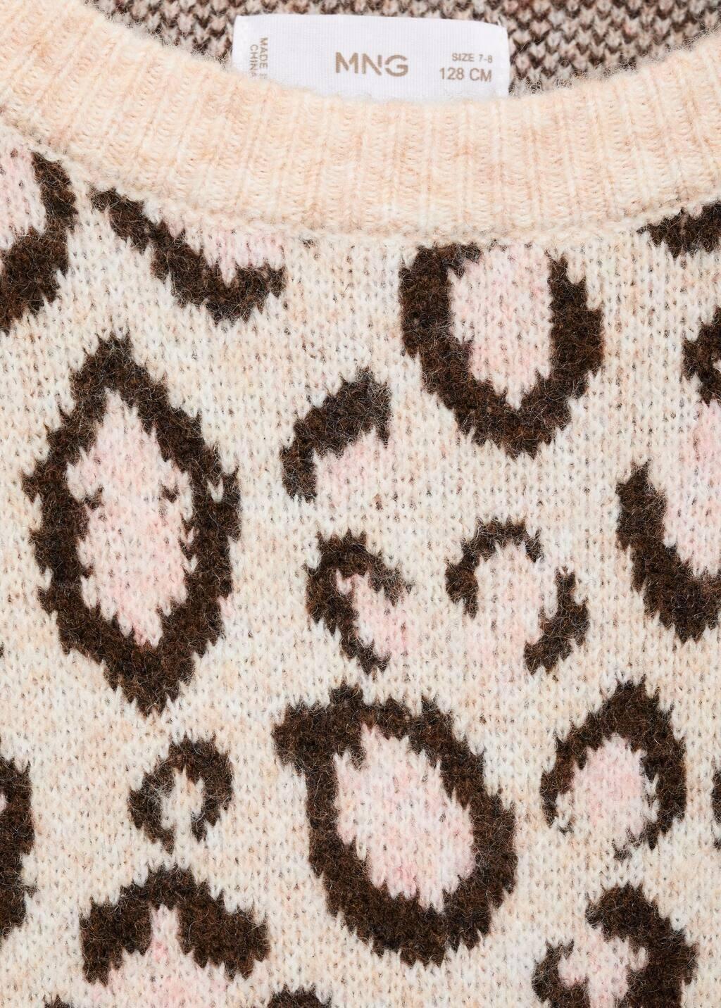 Brown Leopard-Print Knitted Sweater, Kids Girls, Light Pastel Brown, large image number 2