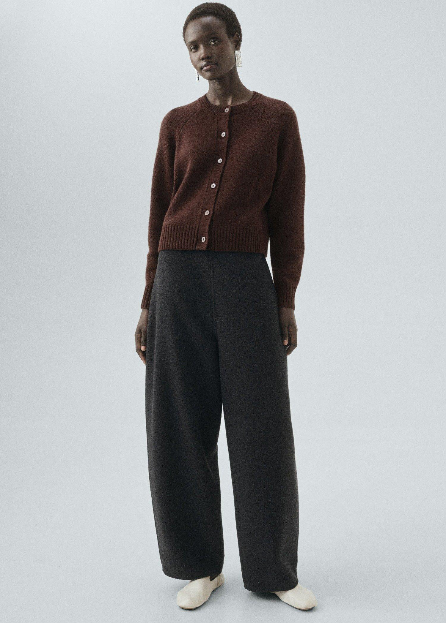 Brown Chunky Knit Wool Cardigan, Dark Brown, medium