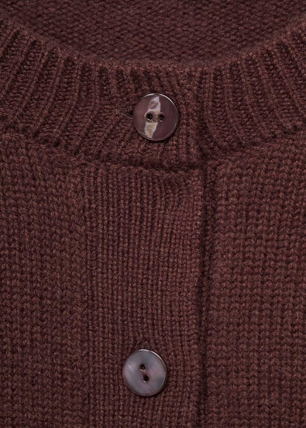 Brown Chunky Knit Wool Cardigan, , large image number 3