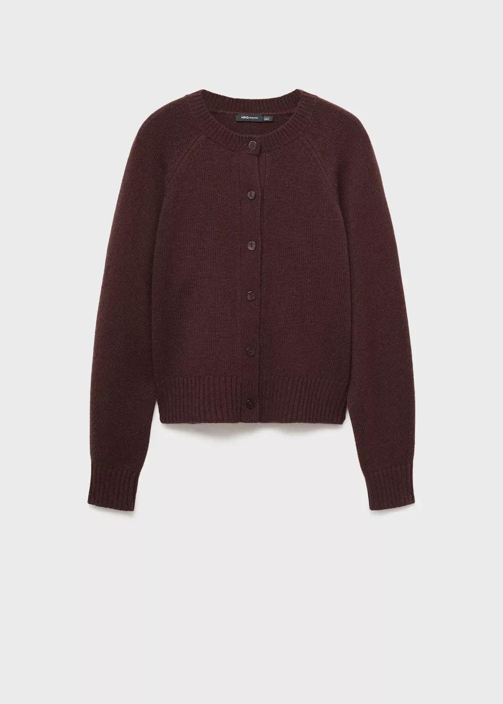 Brown Chunky Knit Wool Cardigan, Dark Brown, medium