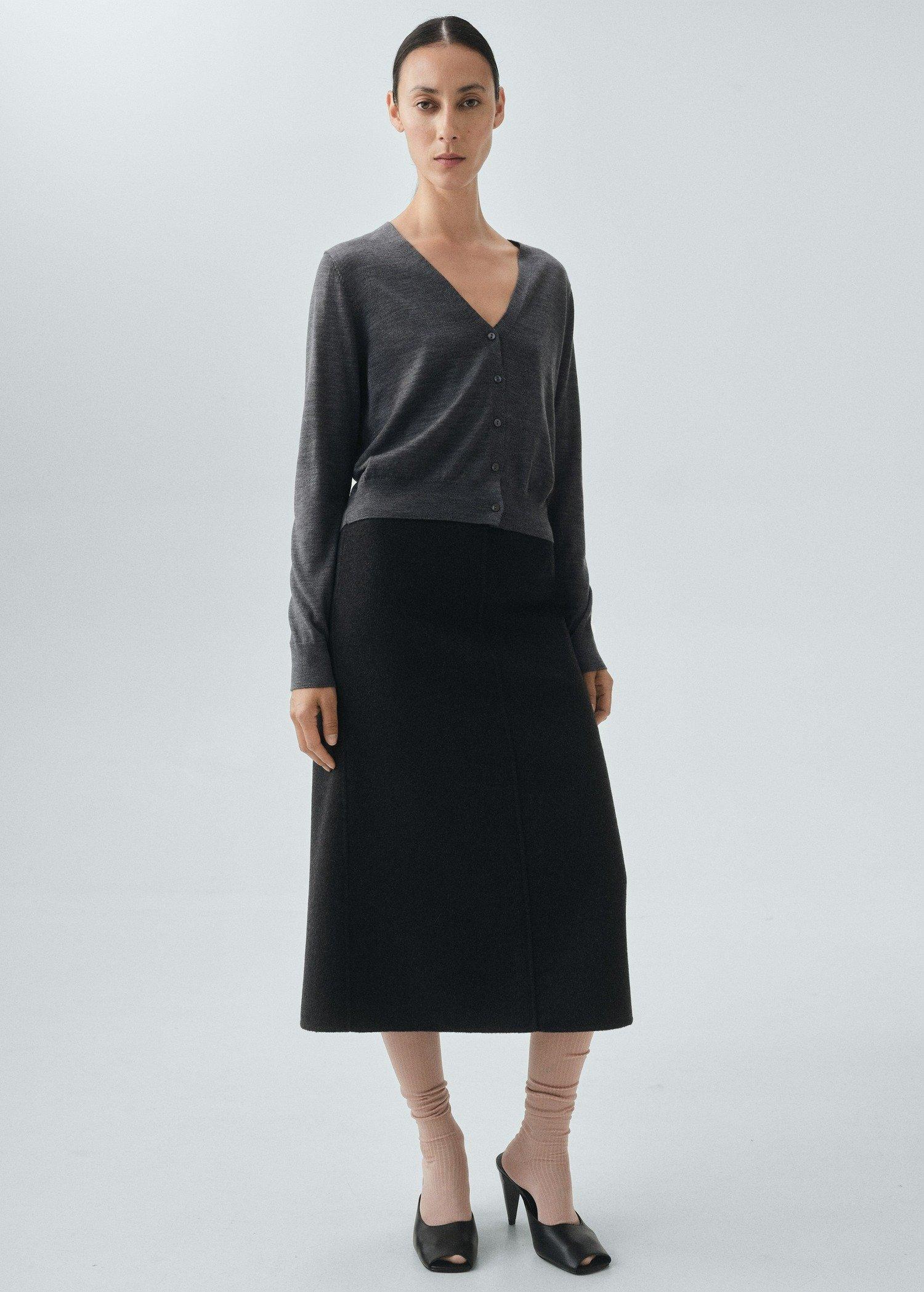 Grey V-Neck Cardigan, Medium Grey, large image number 1