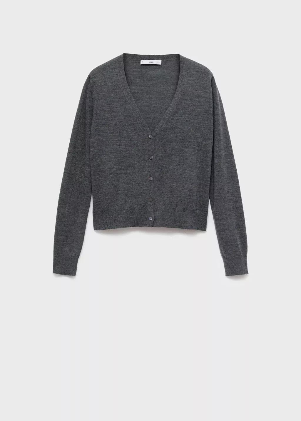 Grey V-Neck Cardigan, Medium Grey, large image number 3