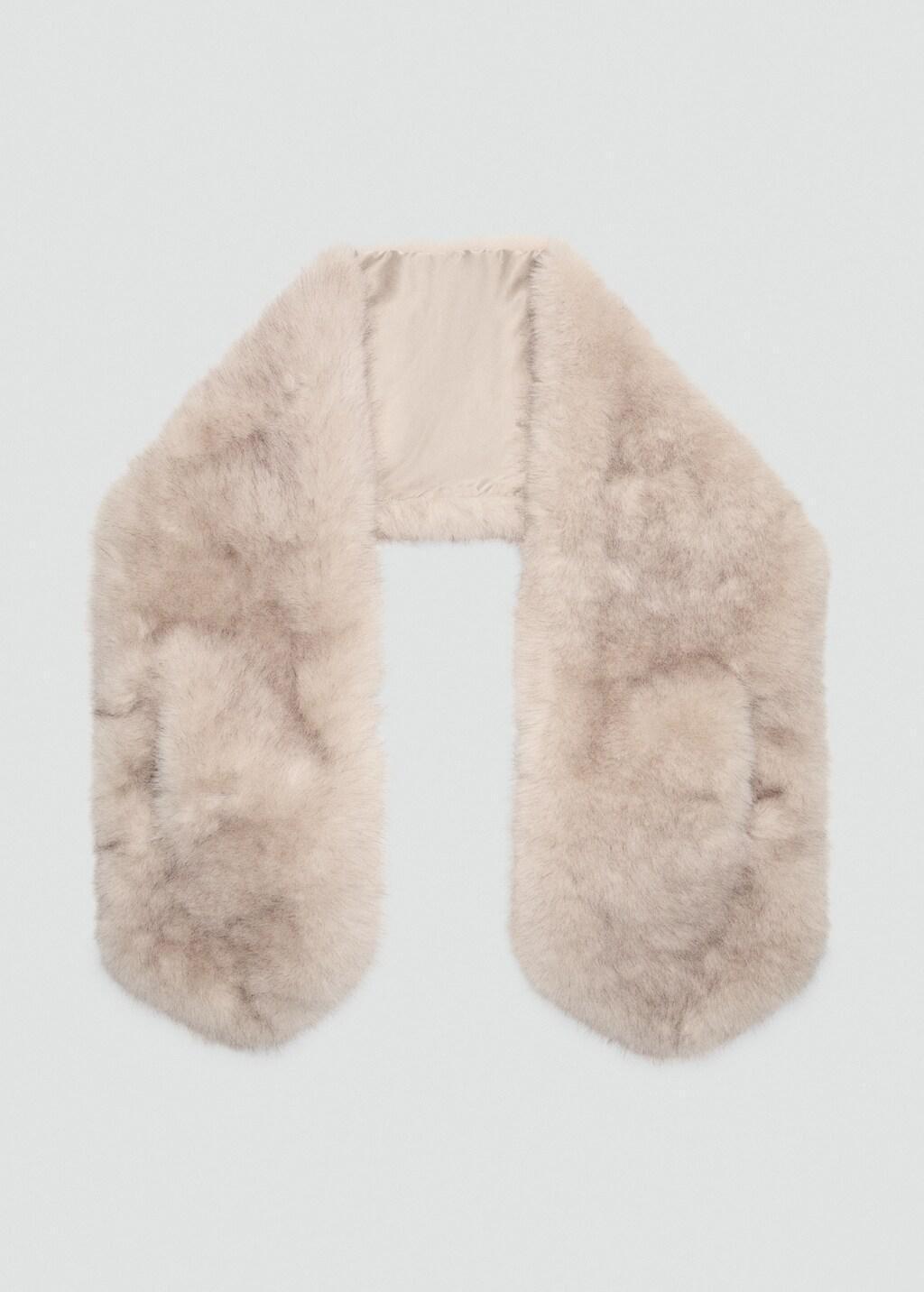 Beige Fur-Effect Scarf, Light Beige, large image number 1