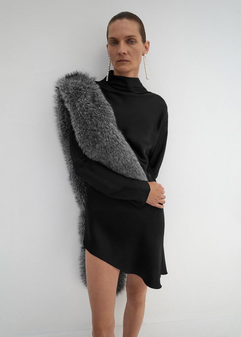 Grey Fur-Effect Scarf, , medium