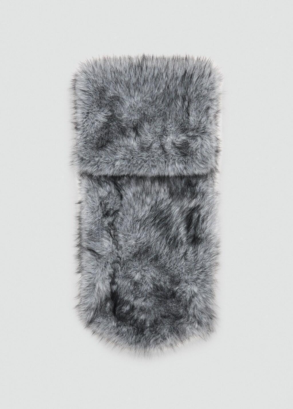 Grey Fur-Effect Scarf, Grey, large image number 5