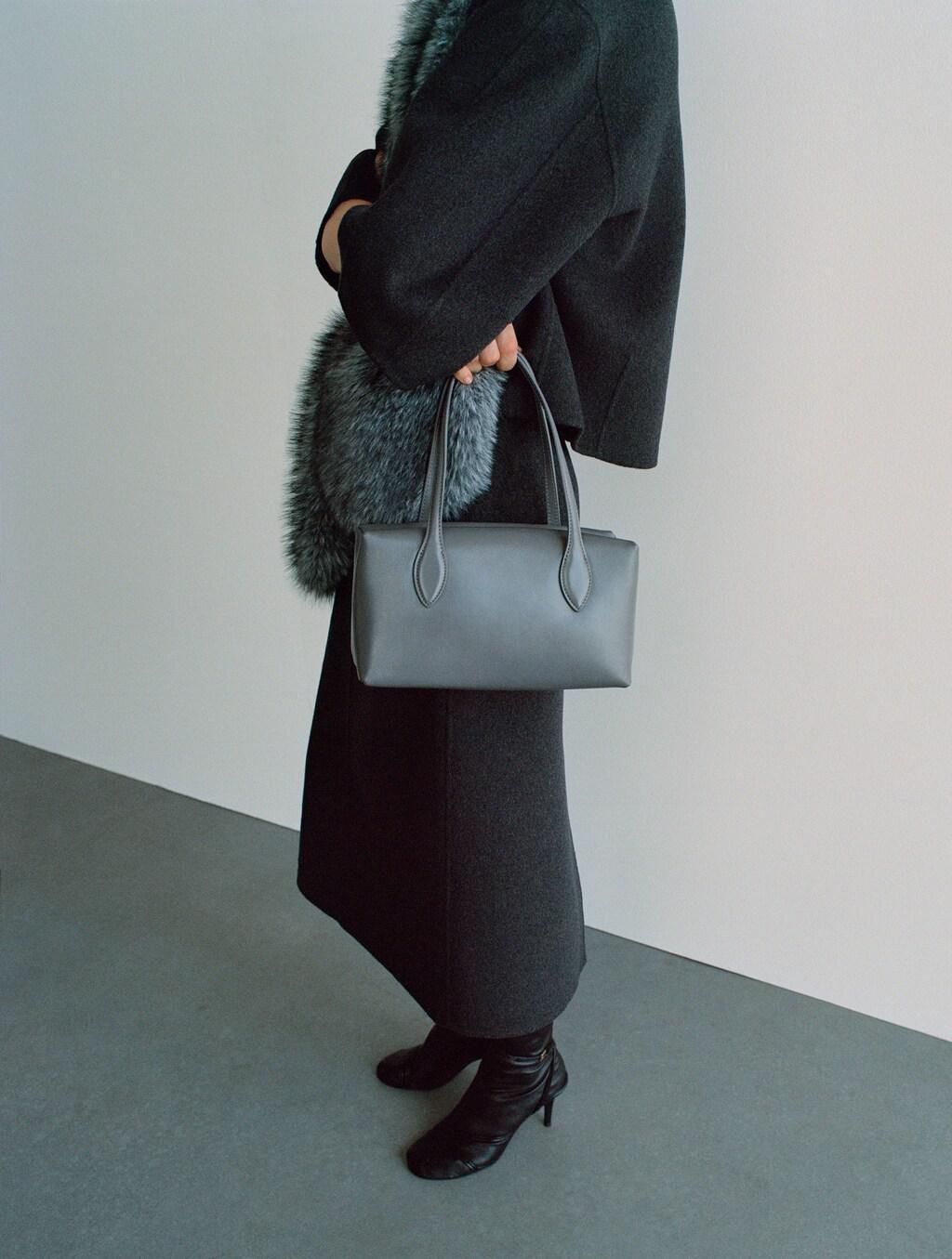 Grey Quilted Leather Shoulder Bag, Grey, large image number 1