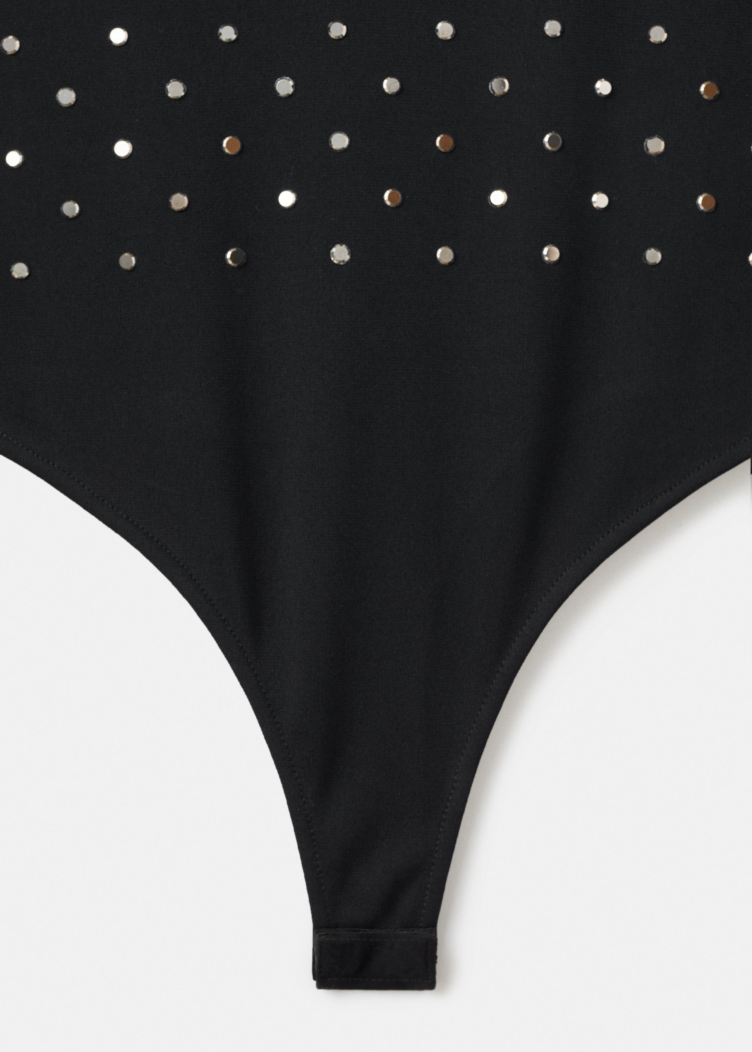 Black Long-Sleeved Bodysuit With Crystal Embellishments, , large image number 4