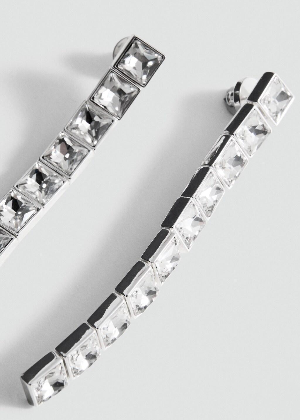 Silver Crystal Pendant Earrings, Silver, large image number 2