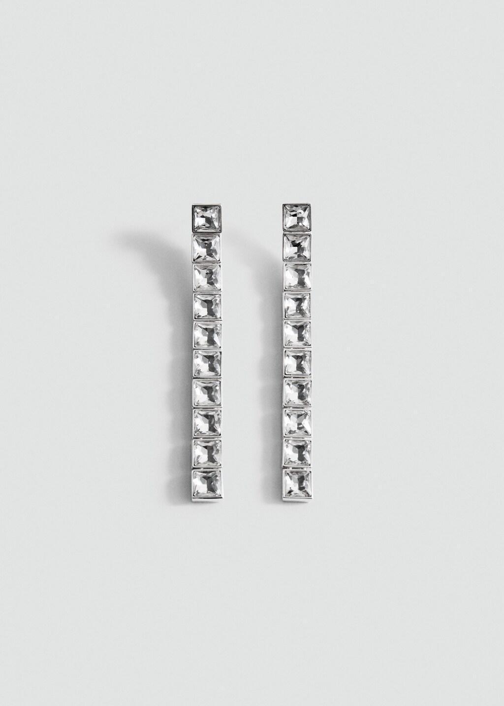 Silver Crystal Pendant Earrings, Silver, large image number 3