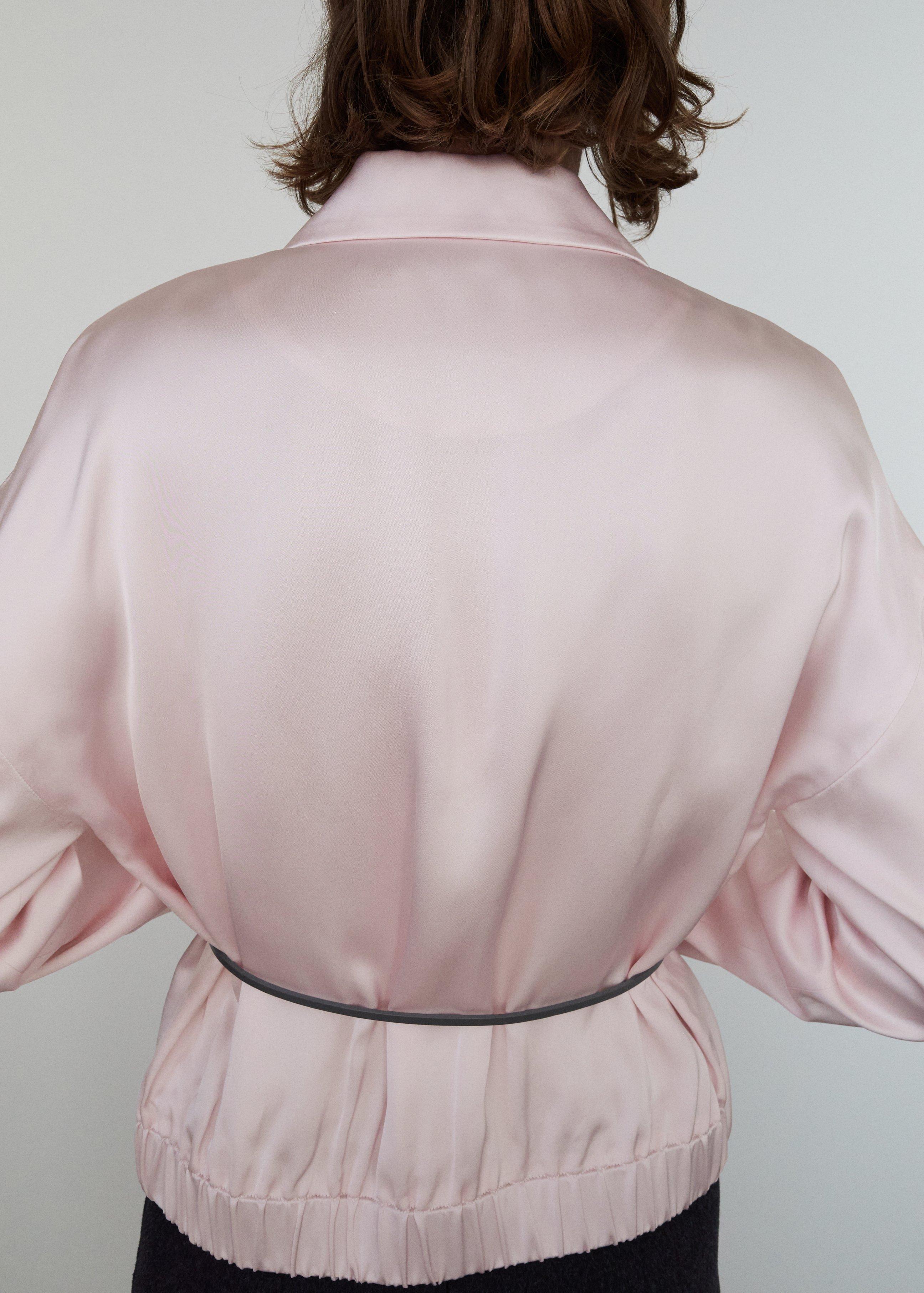 Pink Satin Jacket With Zip, , large image number 1