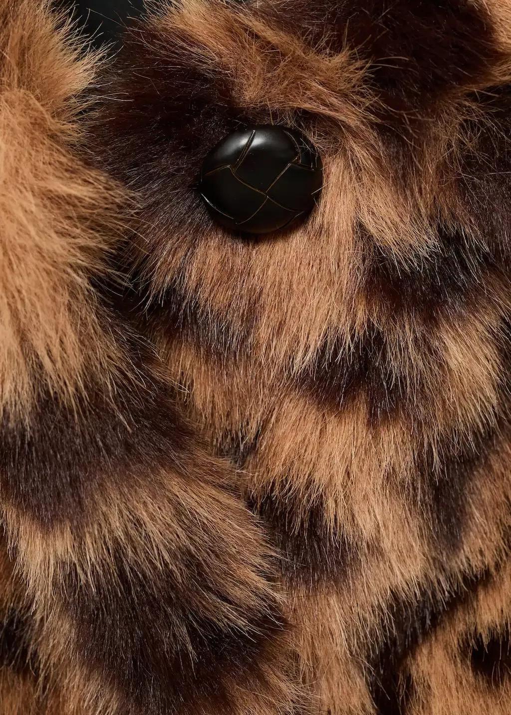 Brown Faux Fur Leopard-Print Coat, Medium Brown, large image number 1