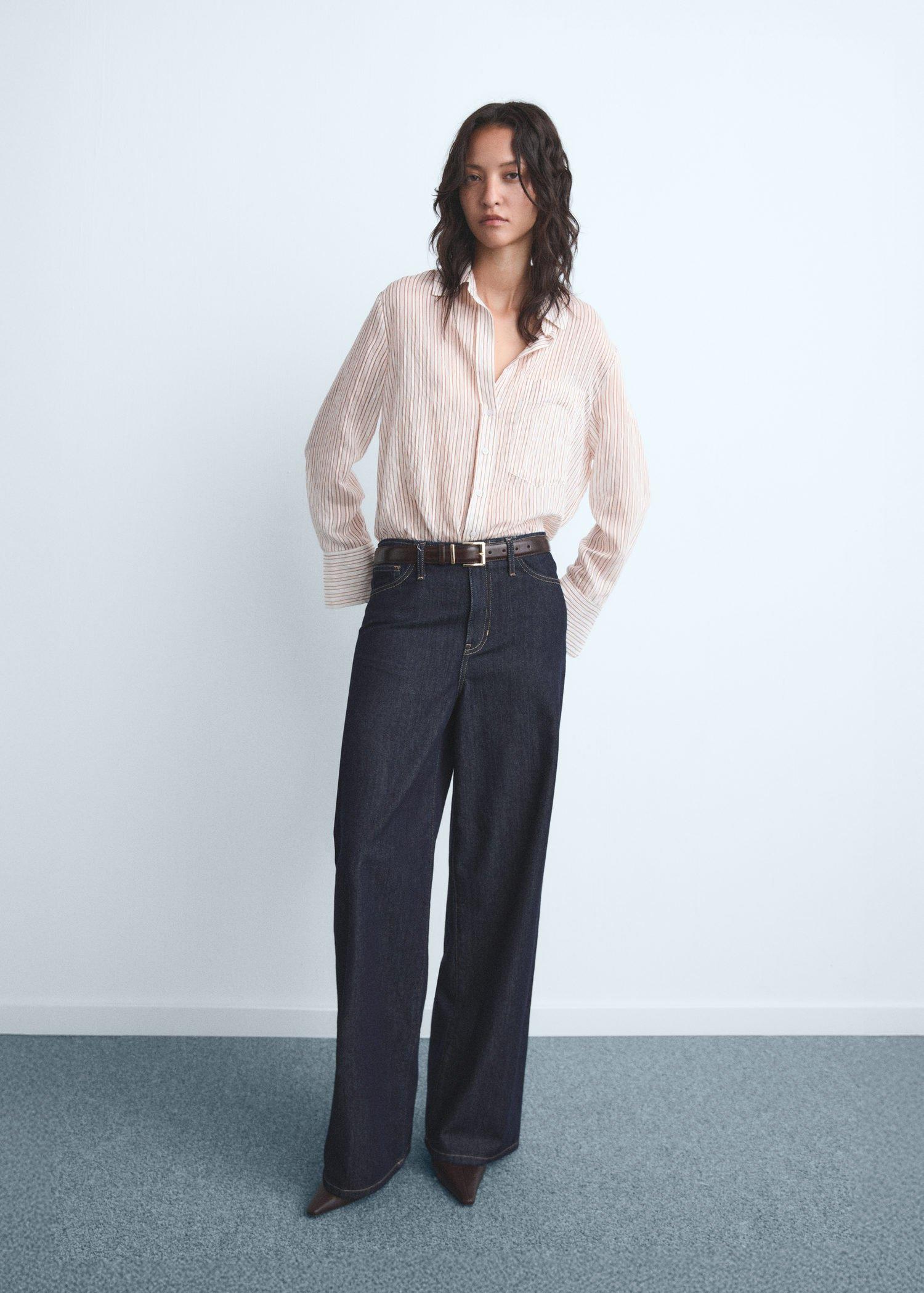 Blue Wide leg Mid-Rise Jeans, , large image number 2