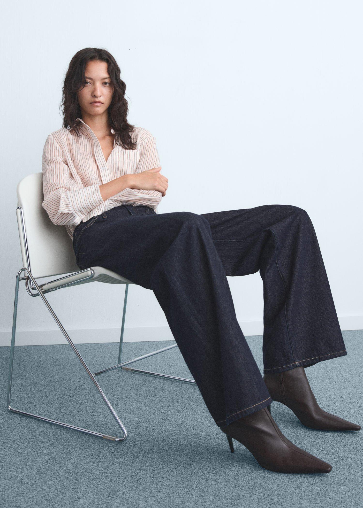 Blue Wide leg Mid-Rise Jeans, , large image number 3