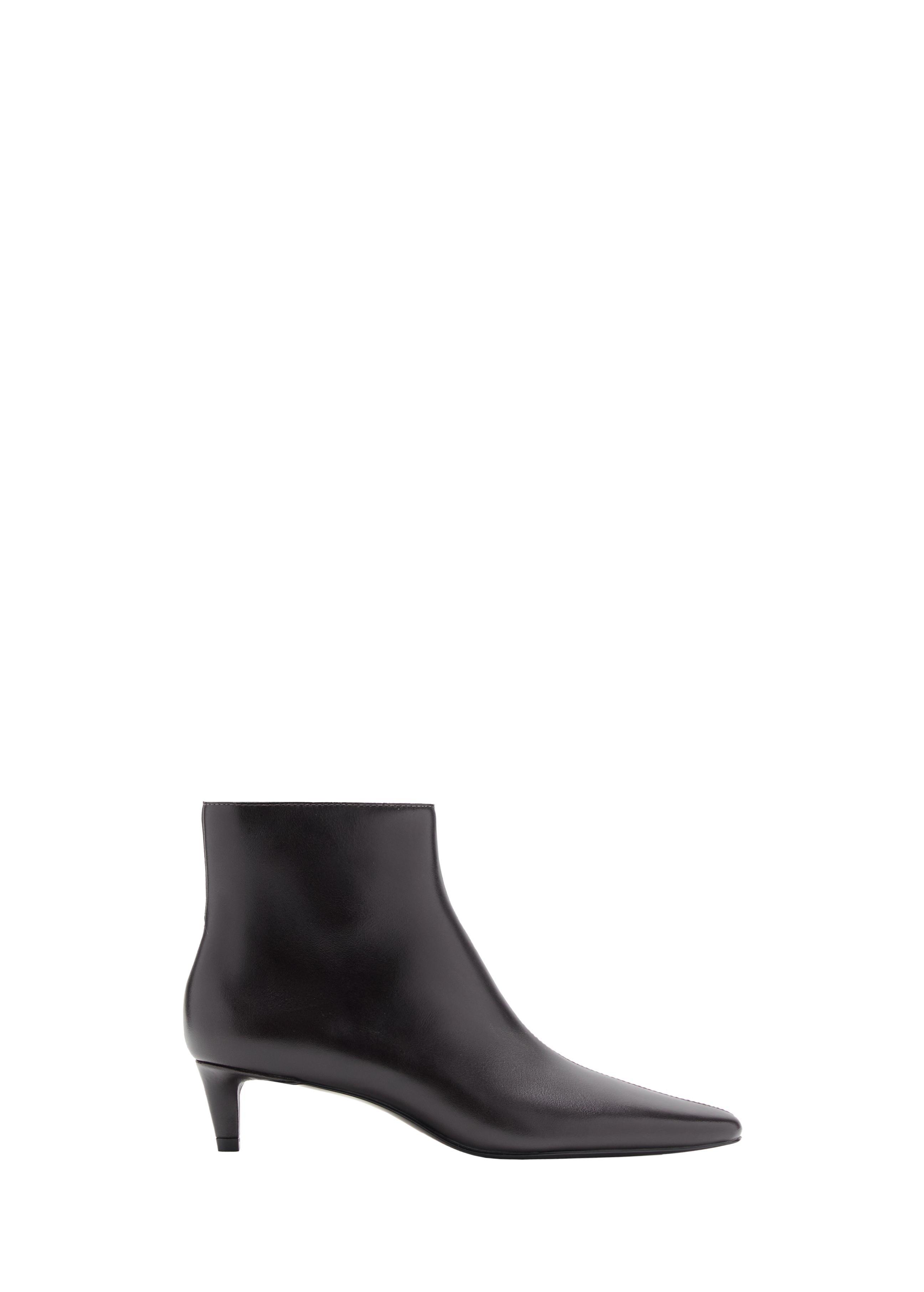 Brown Leather Boots With Kitten Heels, Dark Brown, large image number 2