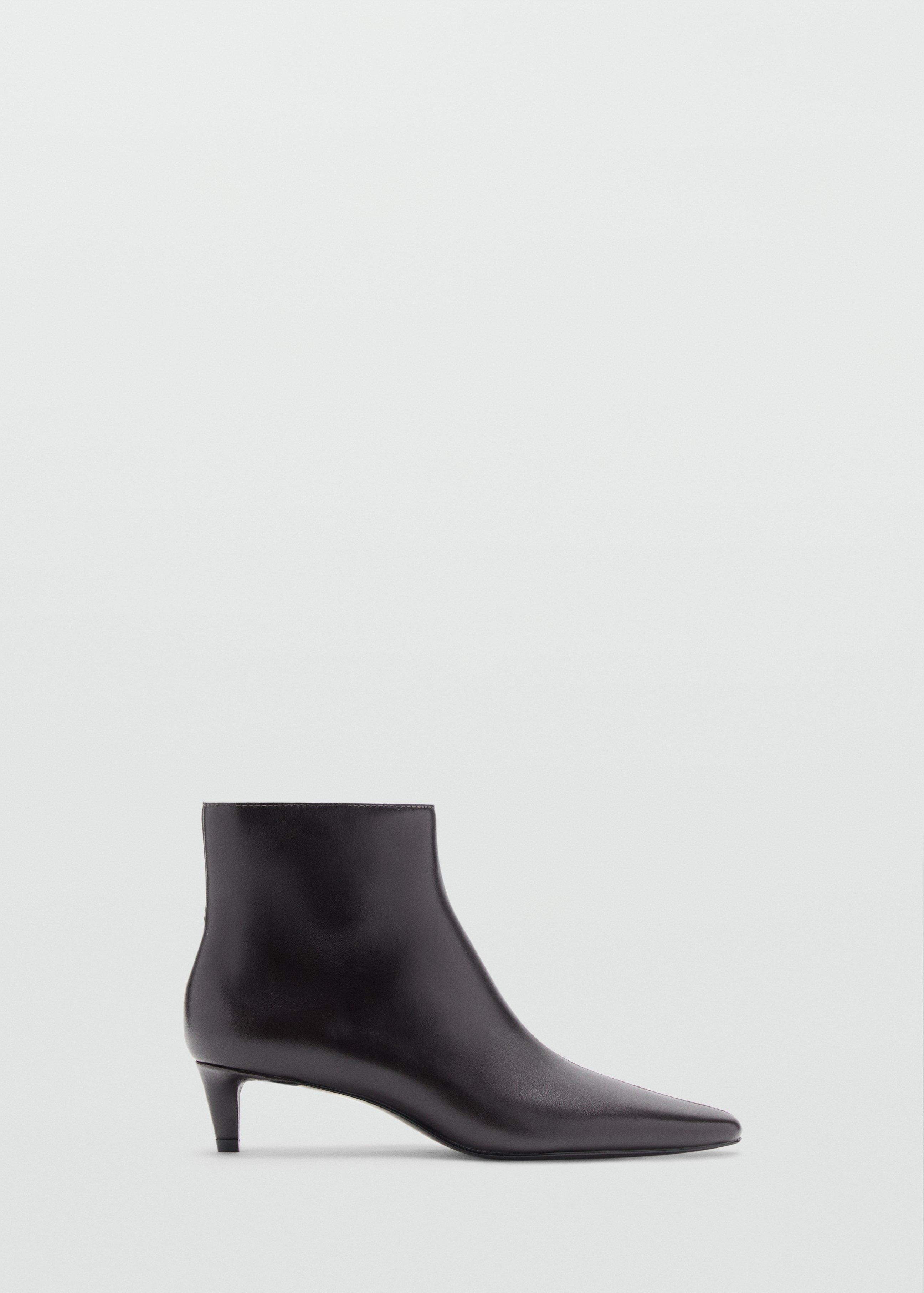 Brown Leather Boots With Kitten Heels, Dark Brown, large image number 3