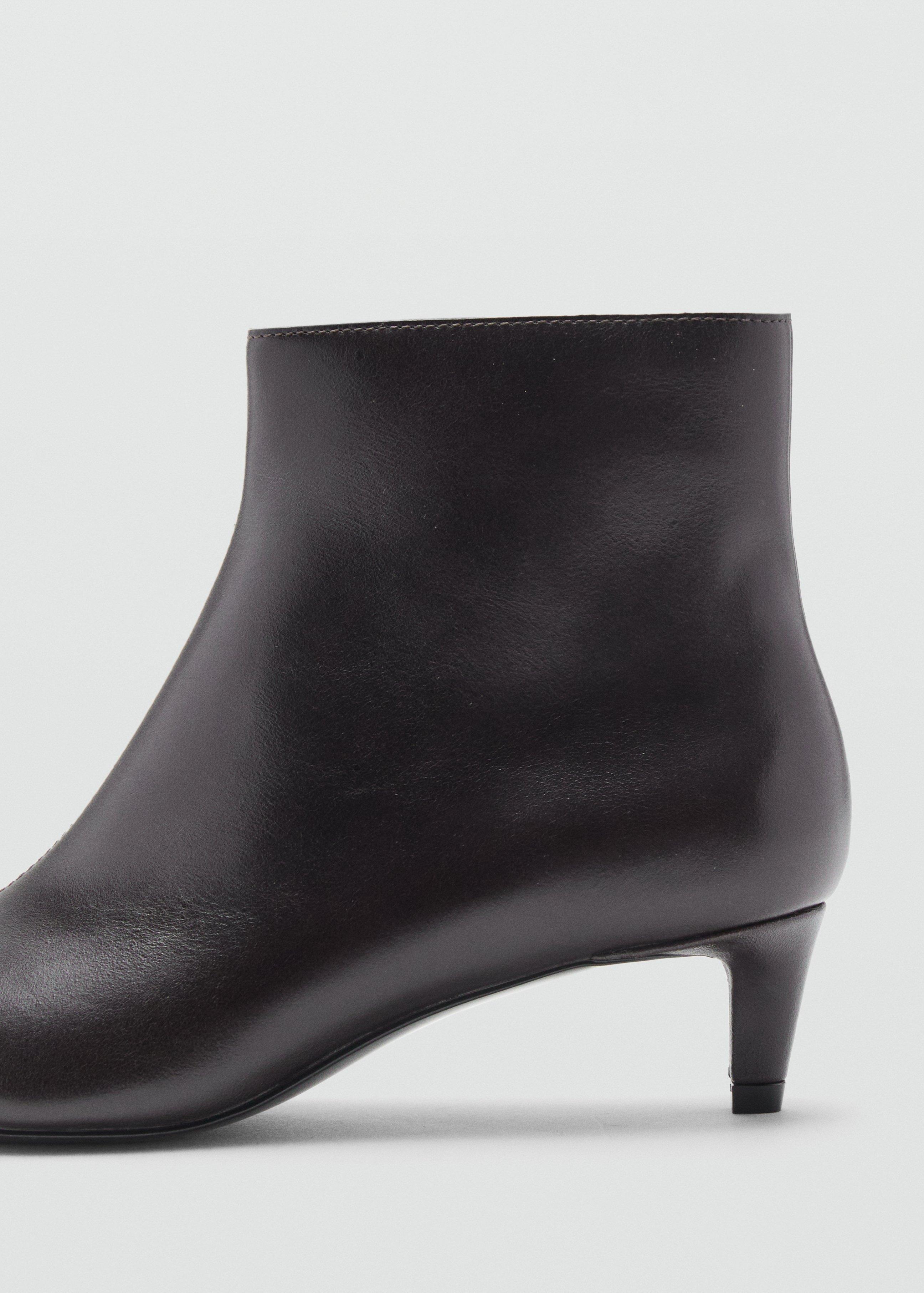 Brown Leather Boots With Kitten Heels, Dark Brown, large image number 5