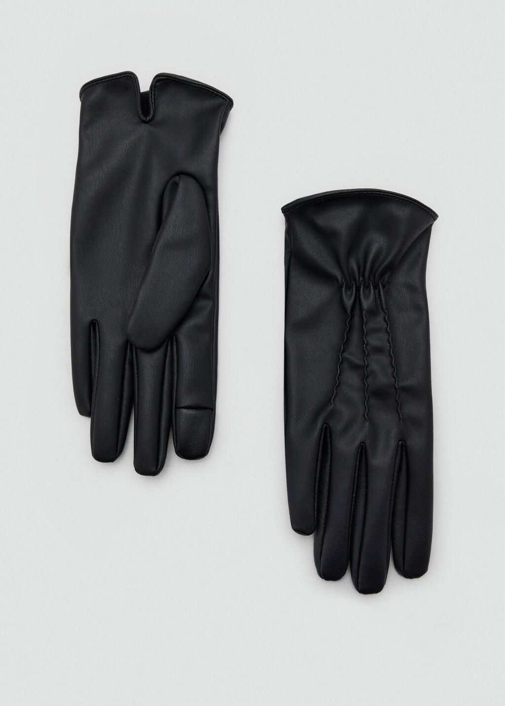BLACK Faux-leather gloves, 0201_99, large image number 1