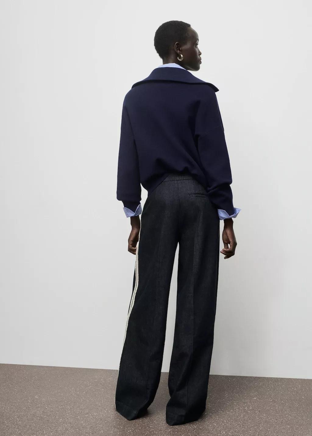 Blue Wide-Leg Striped Jeans, Open Blue, medium