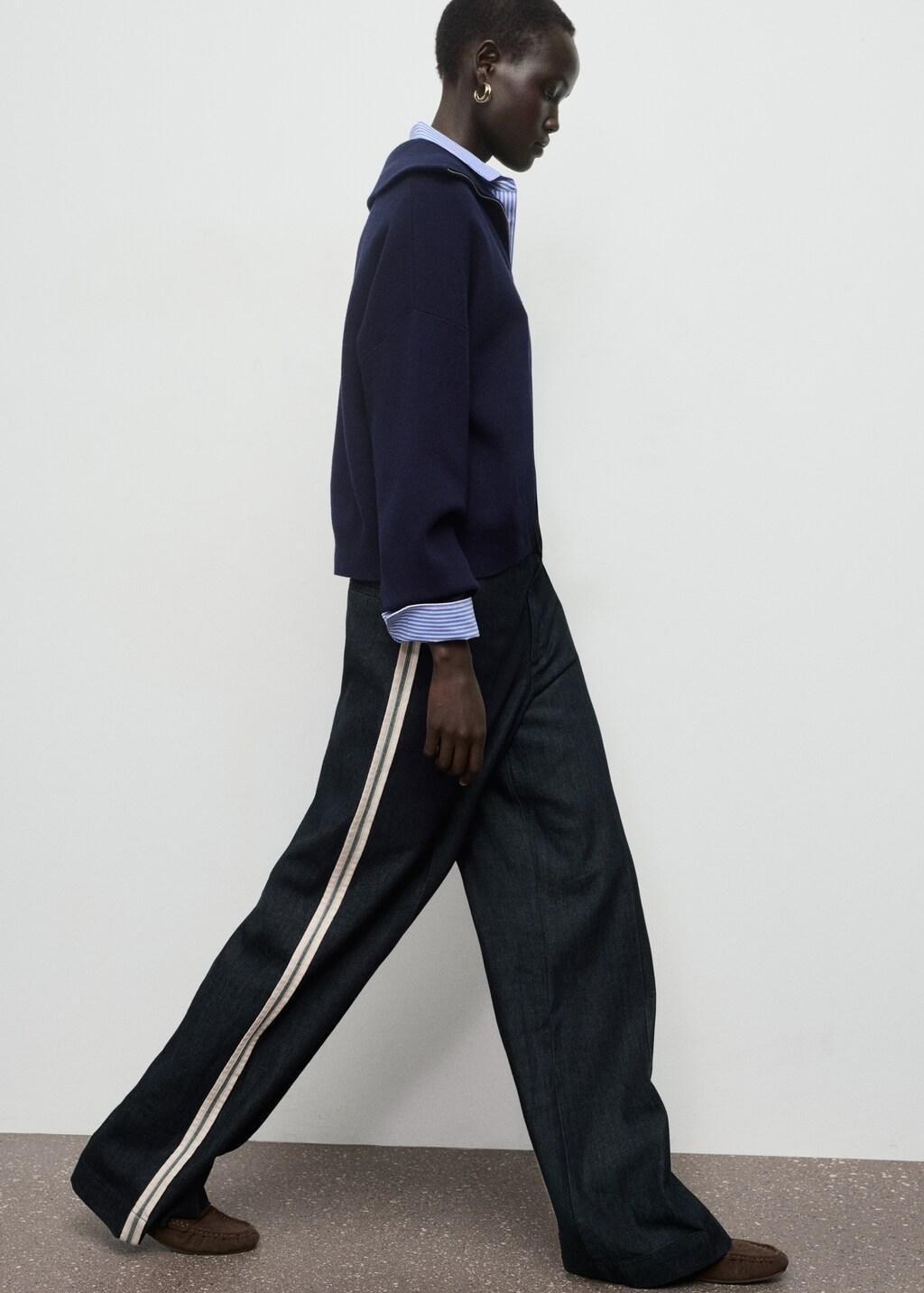 Blue Wide-Leg Striped Jeans, 0201_TS, large image number 6