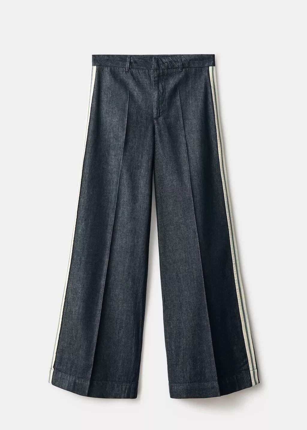 Blue Wide-Leg Striped Jeans, 0201_TS, large image number 7