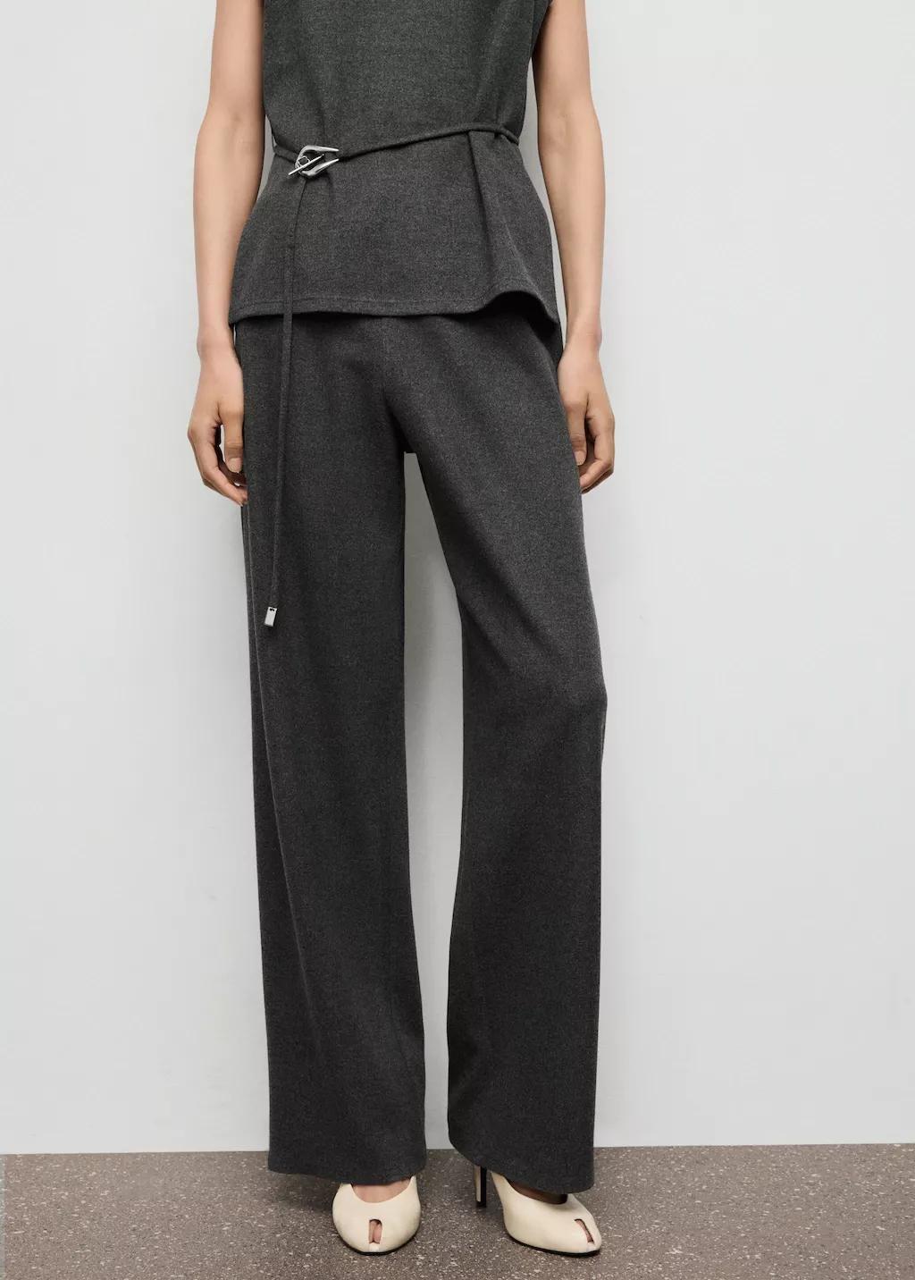 Grey Straight-Fit Trousers With Elastic Waist, 0201_94, large image number 3