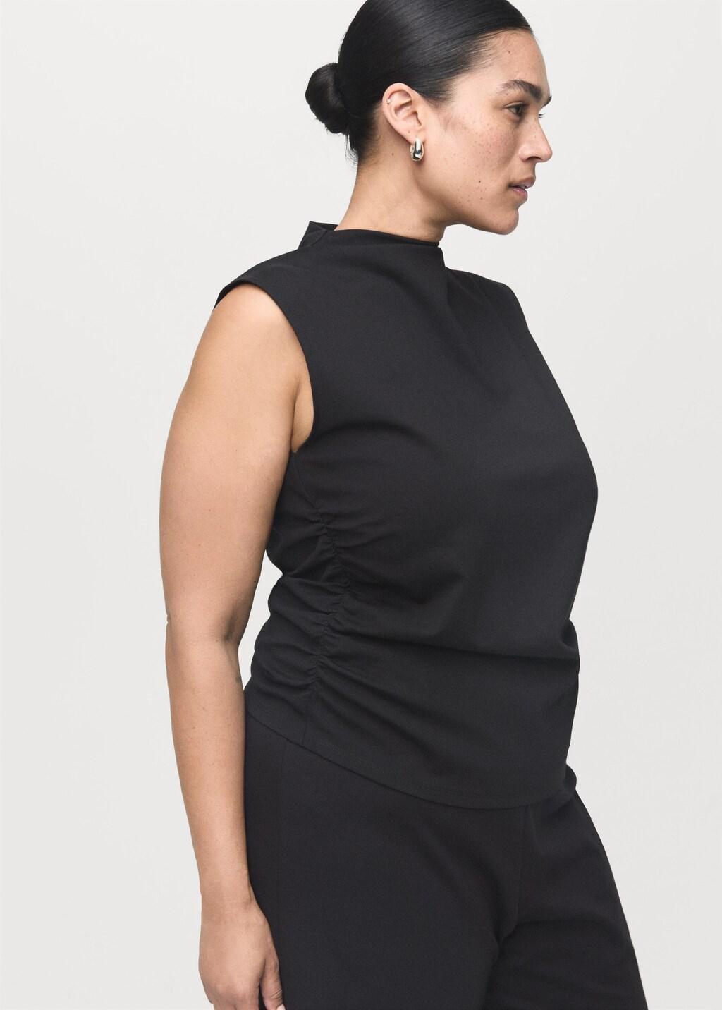 BLACK Ruched funnel-neck top, 0201_99, large image number 6