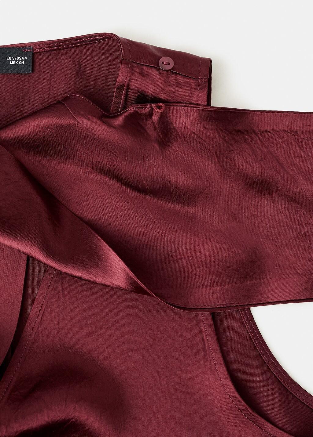 Orange Satin Blouse With Foulard, Rust - Copper, large image number 1