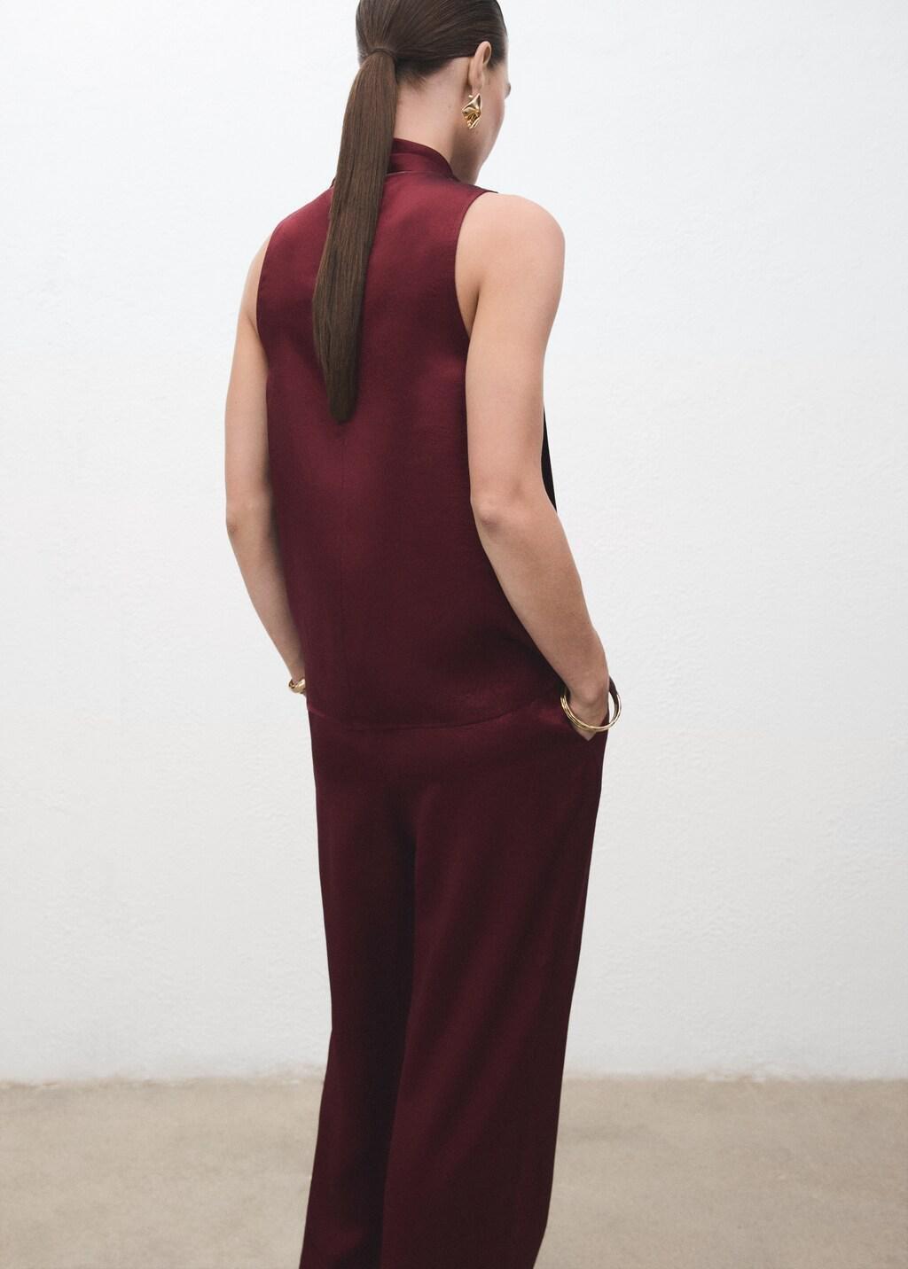 Orange Satin Blouse With Foulard, Rust - Copper, medium