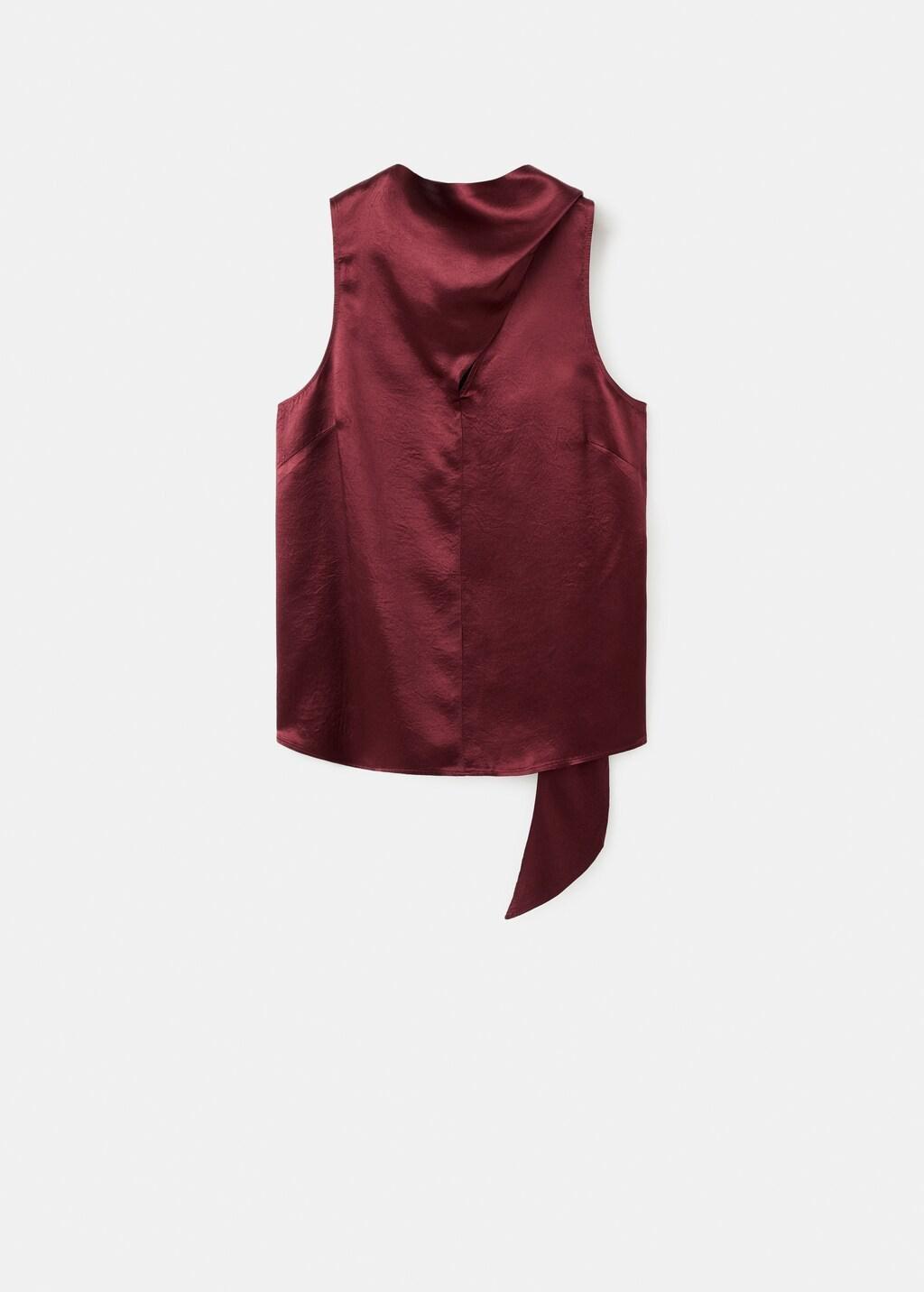 Orange Satin Blouse With Foulard, Rust - Copper, large image number 6