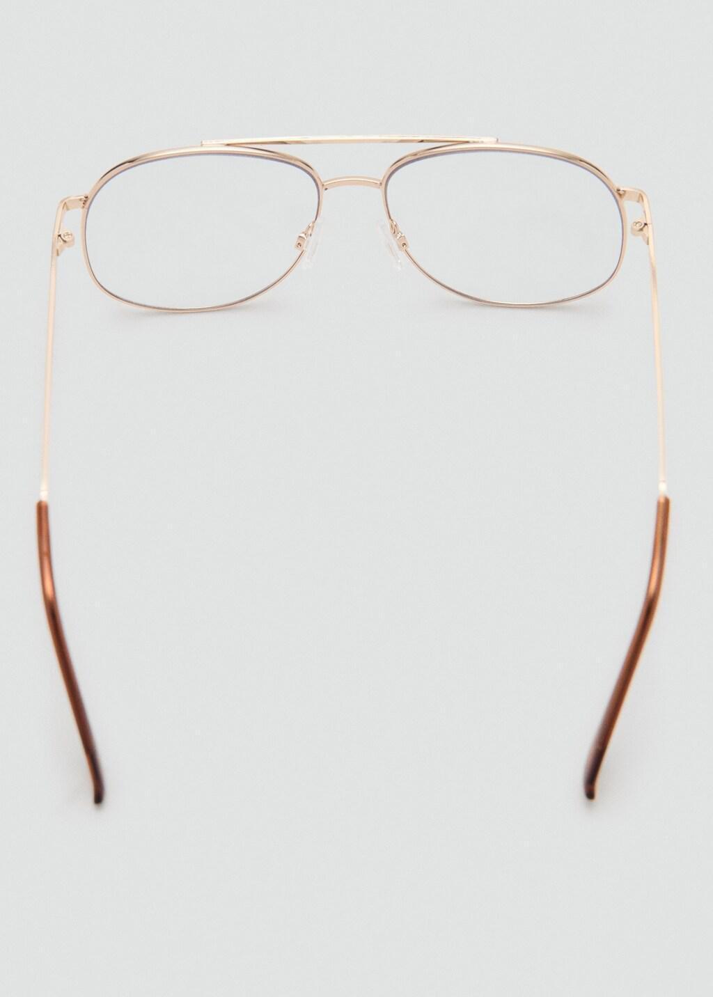 Gold Aviator Metallic Frame Glasses, 0201_OR, large image number 2