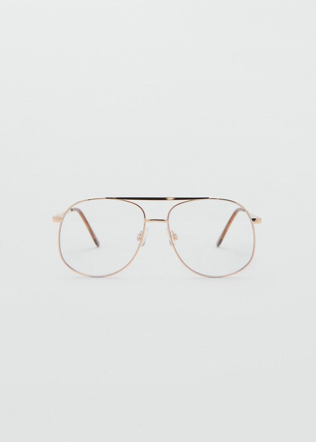 Gold Aviator Metallic Frame Glasses, 0201_OR, large image number 3