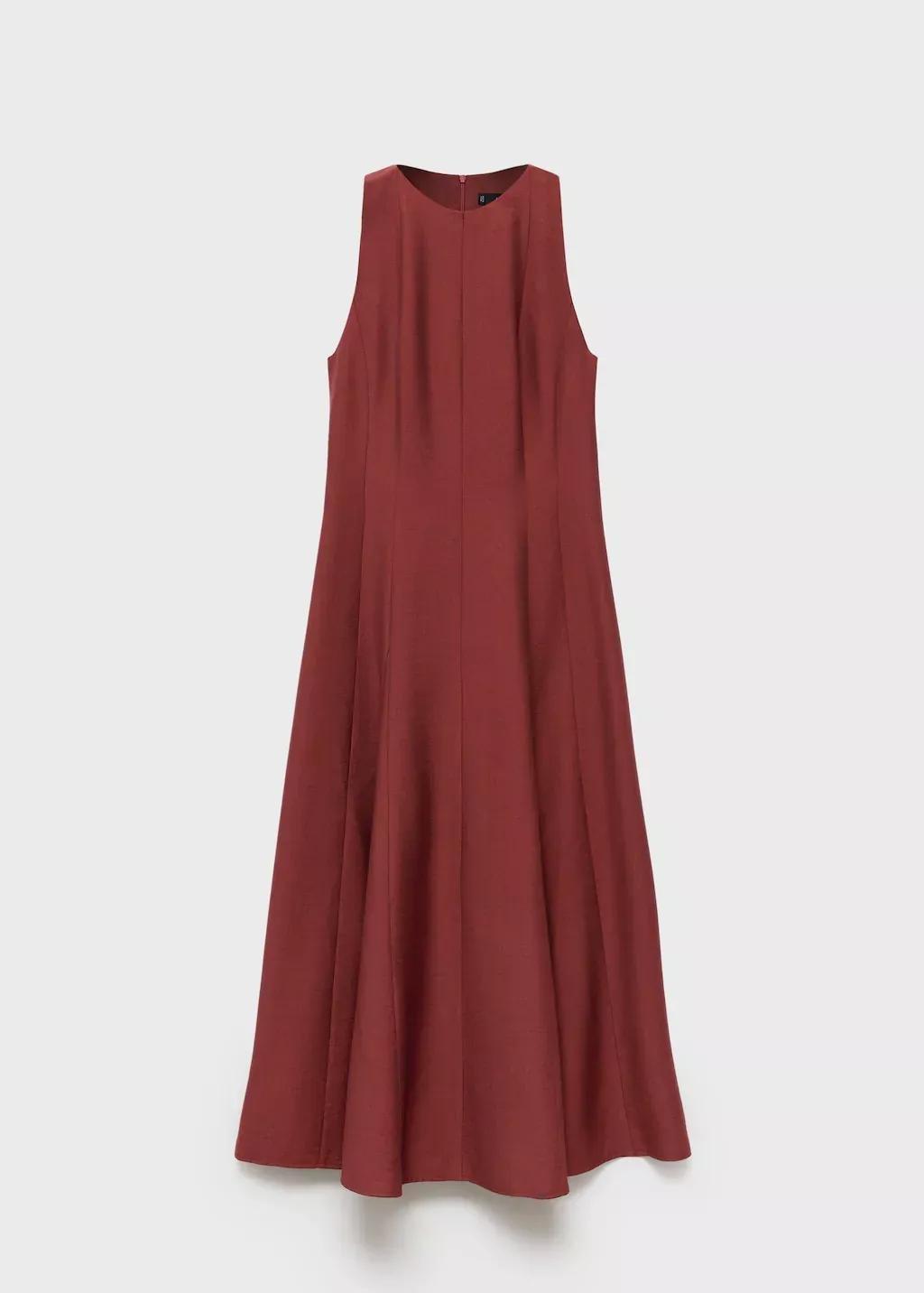 Orange Long Flared Dress, , large image number 0