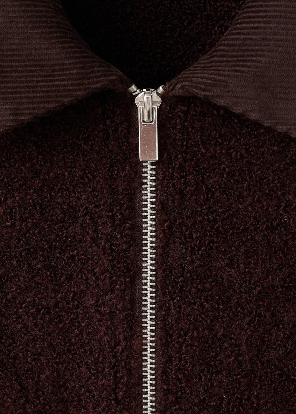 BROWN Boucl&eacute; jacket with corduroy collar, Brown, large image number 1