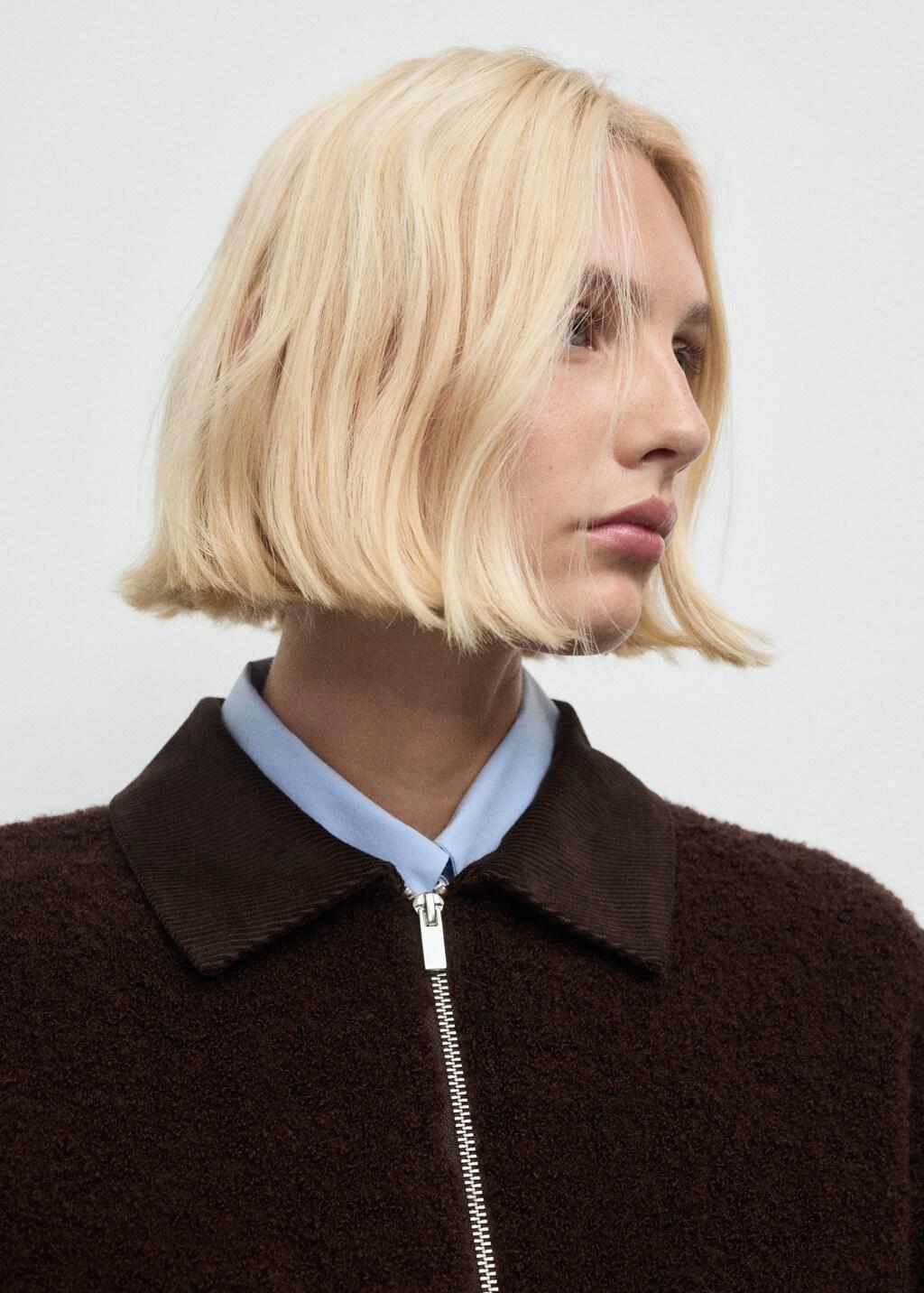 BROWN Boucl&eacute; jacket with corduroy collar, Brown, large image number 6