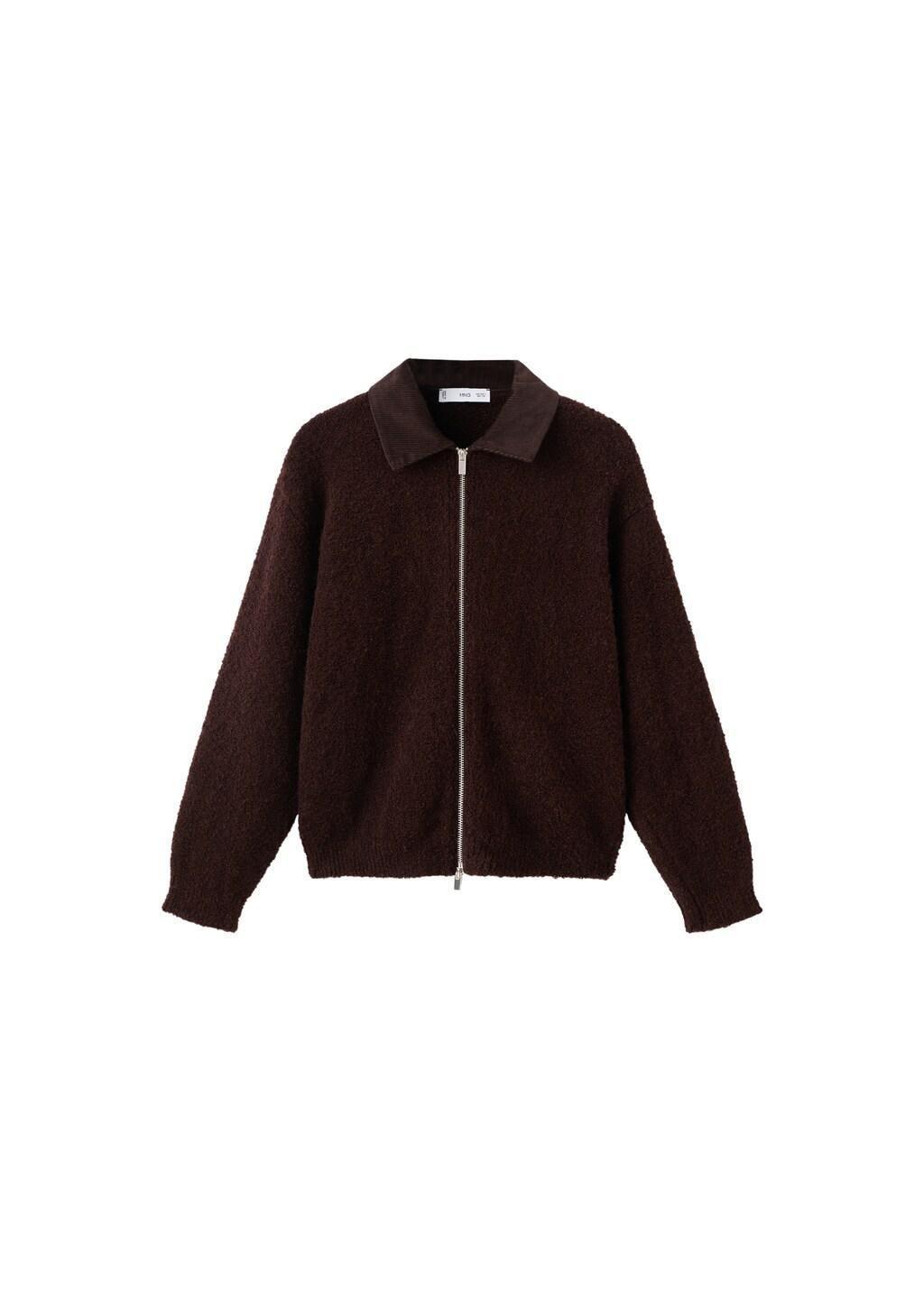 BROWN Boucl&eacute; jacket with corduroy collar, Brown, large image number 7