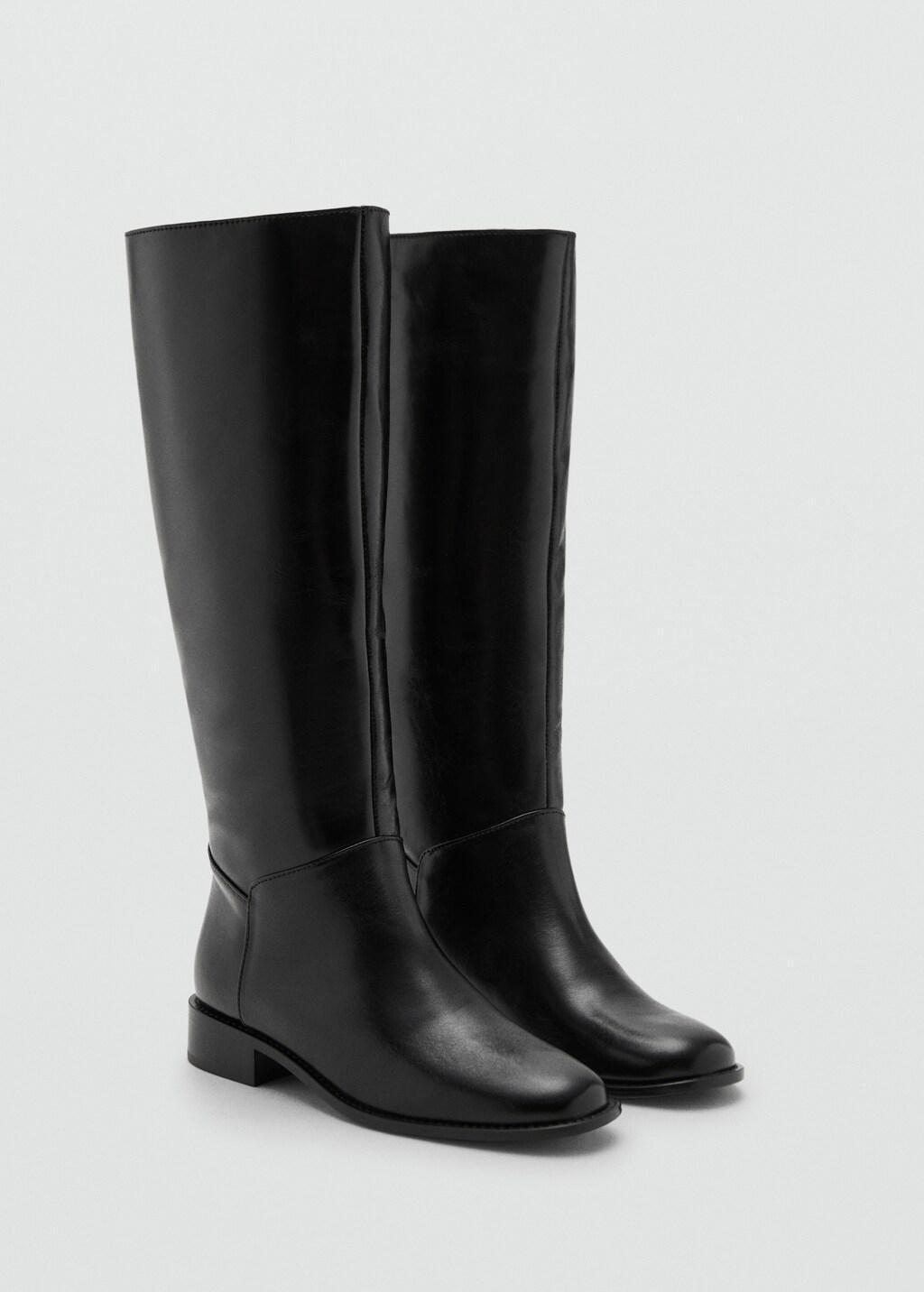 Black Leather High Boots, 0201_99, large image number 1