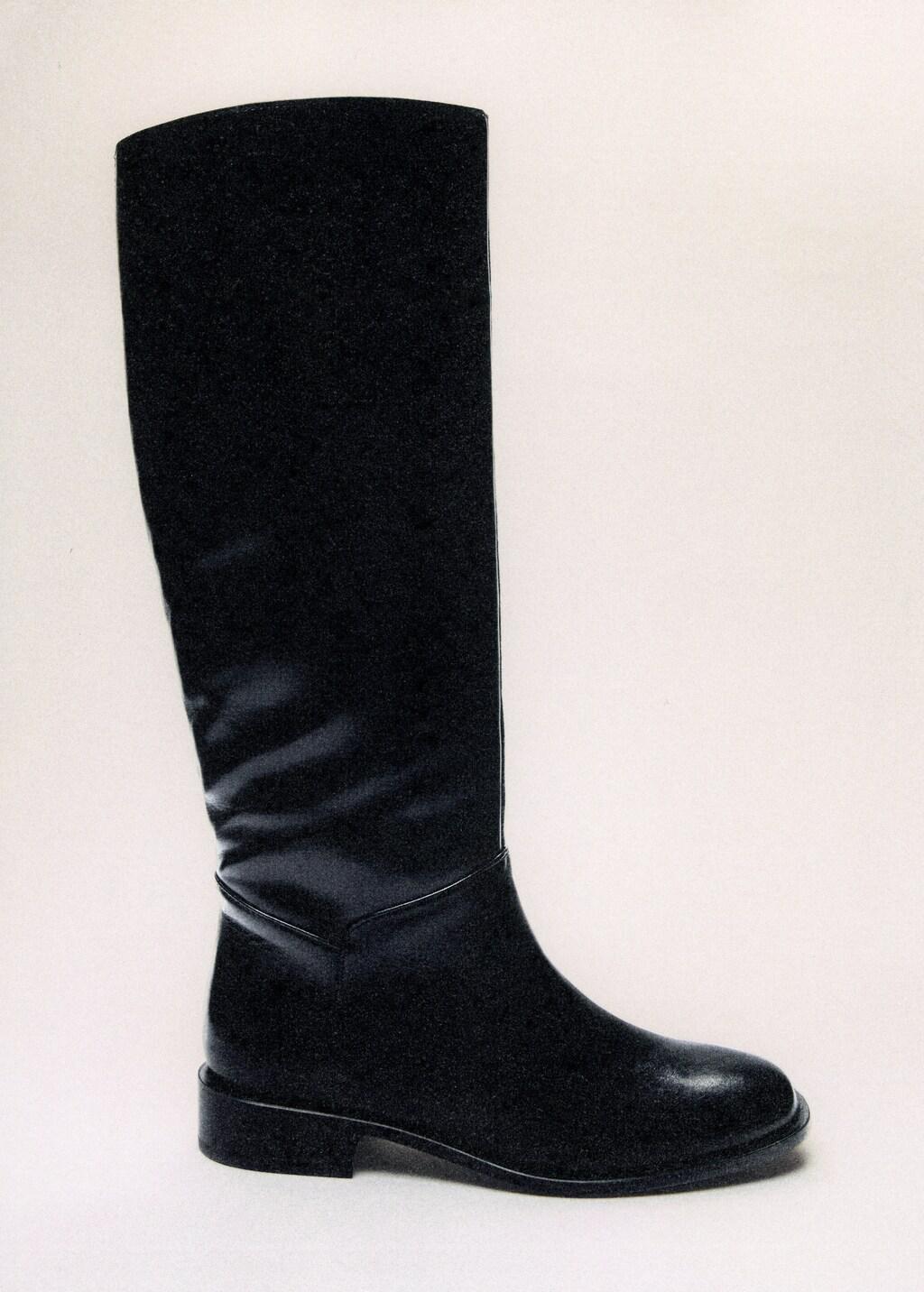 Black Leather High Boots, 0201_99, large image number 3