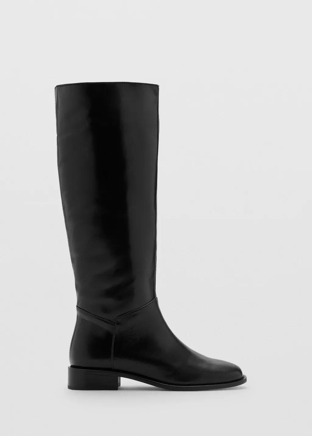 Black Leather High Boots, 0201_99, large image number 4