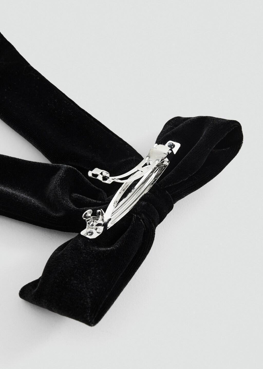 BLACK Velvet bow hairclip, Black, large image number 0