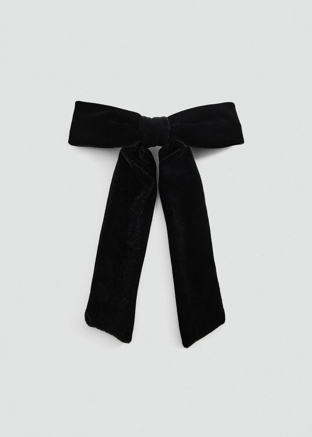 Black Velvet Bow Hairclip, Black, medium