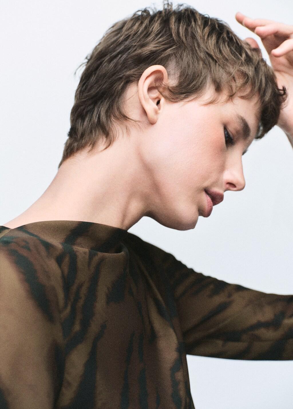 BROWN Satin animal-print dress, Brown, large image number 6